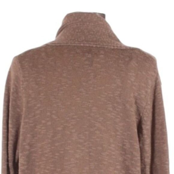 Kenneth Cole Rib Knit‎ Detailed Burnout Marbled Open Duster Cardigan Taupe Sz S - Picture 7 of 8